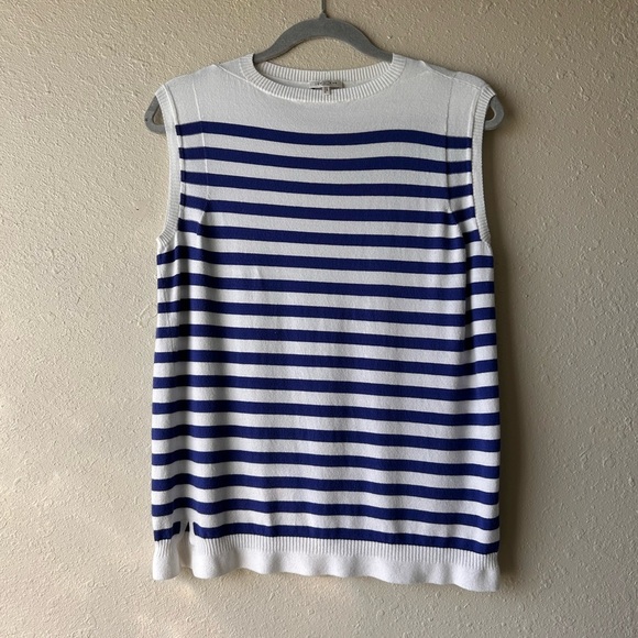 Lafayette 148 New York Lapis & white stripe tank - Picture 2 of 7